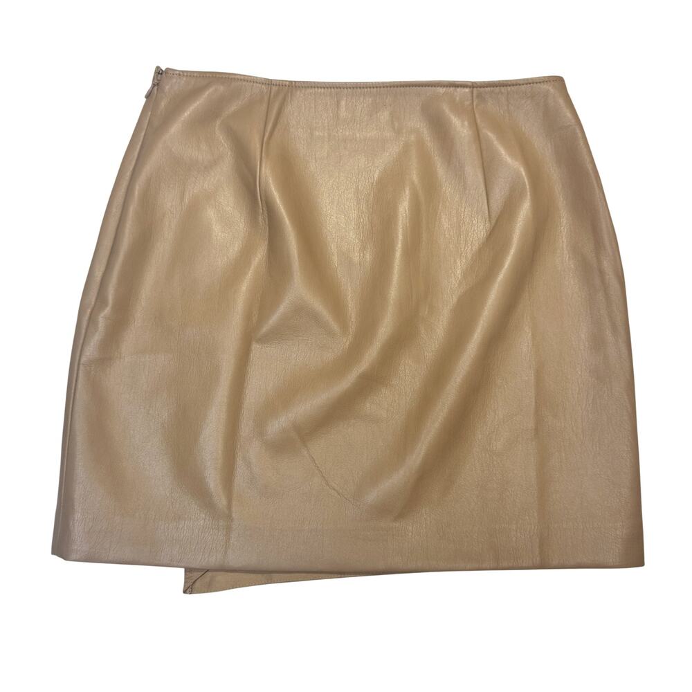 Babaton Aritzia Vicinity Faux Leather Camel Wrap Mini Skirt Women’s 10 Y2K Date - Picture 5 of 16